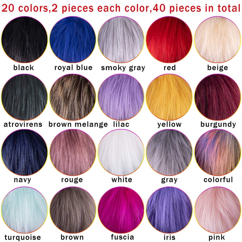 SIQUK 40 Pieces Faux Fur Pom Pom for Hats Fluffy Balls with Elastic Loop for Scarves Gloves Bags Accessories(20 Bright Colors, 2 Pcs for Each Color) - Image 2